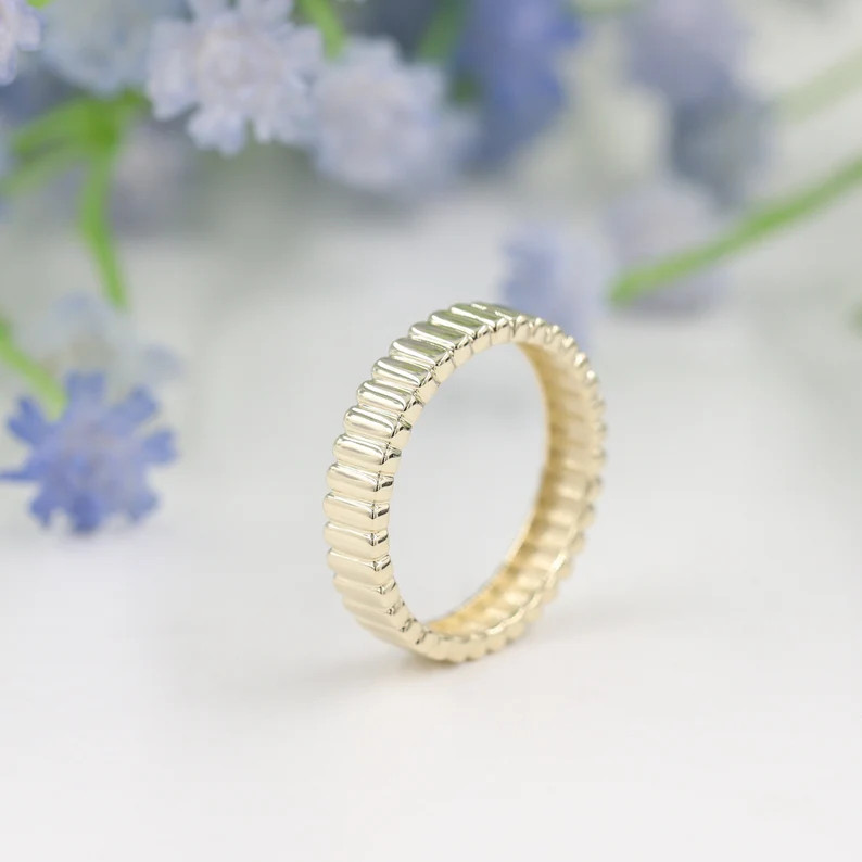 14k Gold Band 4mm/ Gold Band/ Promise Ring/ Simple Everyday Ring/ Flat Gold Band | Etsy (US)