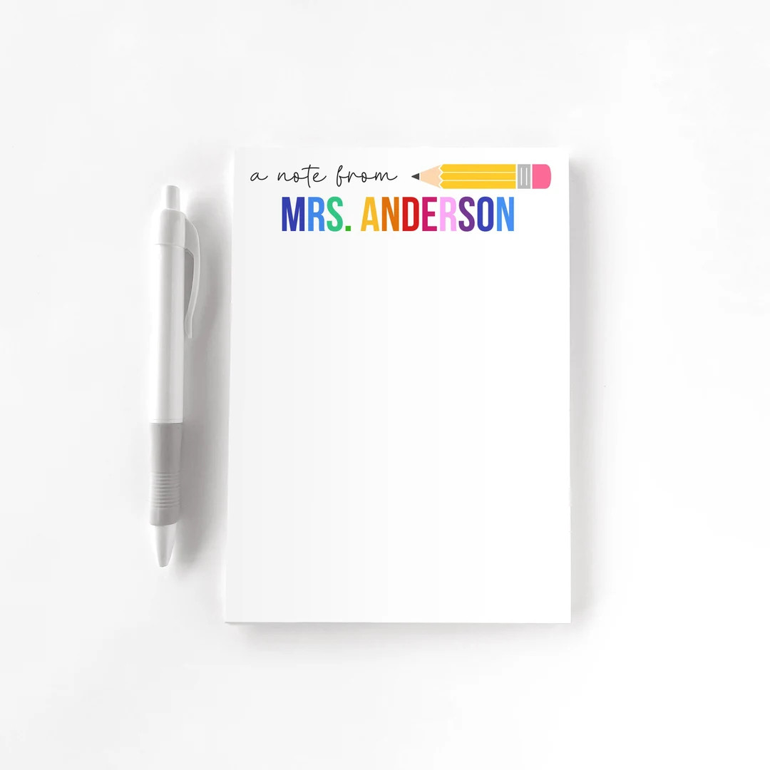 Teacher Personalized Notepad, Custom Teacher Notepad, Teacher Appreciation, Writing Pad, Gift for... | Etsy (US)