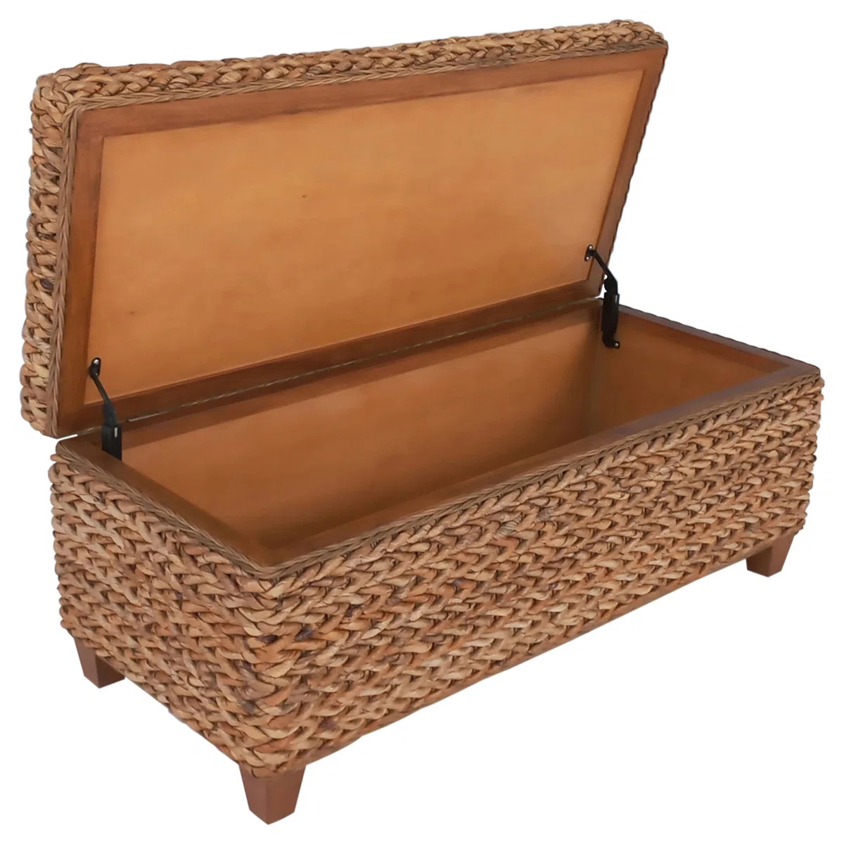 Arleen Wicker Hand-Woven Banana Leaf Storage Bench Amber | Wayfair North America