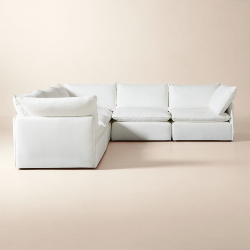 Lumis 5-Piece Modular L-Shaped White Performance Fabric Deep Depth Sectional Sofa + Reviews | CB2 | CB2