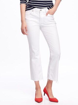 Mid-Rise Stay-White Flare Ankle Jeans for Women | Old Navy US