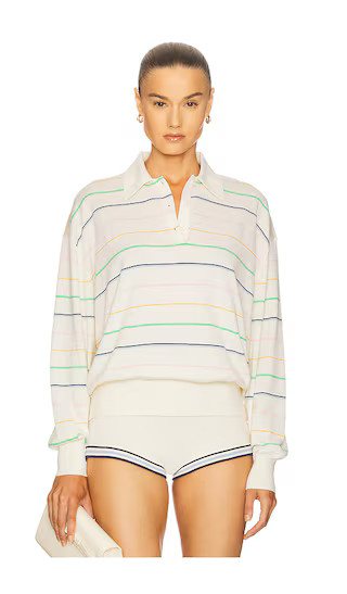 Kaysee Oversized Polo in Cream Multi | Revolve Clothing (Global)