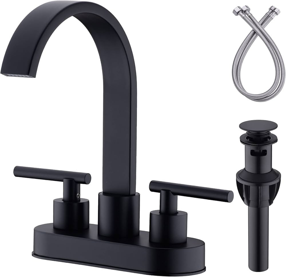DIKUROOMS Bathroom Faucet 2 Handle 4 Inch Centerset Lavatory Vanity Sink Faucet with Overflow Pop... | Amazon (US)