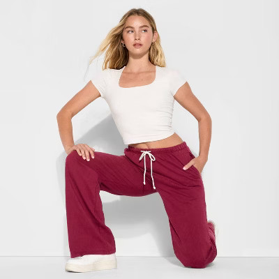 Women's Mid-Rise Knit Sweatpants - Wild Fable™ Burgundy S | Target