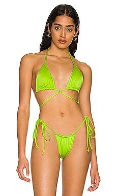 Frankies Bikinis Tatum Satin Bikini Top in Slime from Revolve.com | Revolve Clothing (Global)