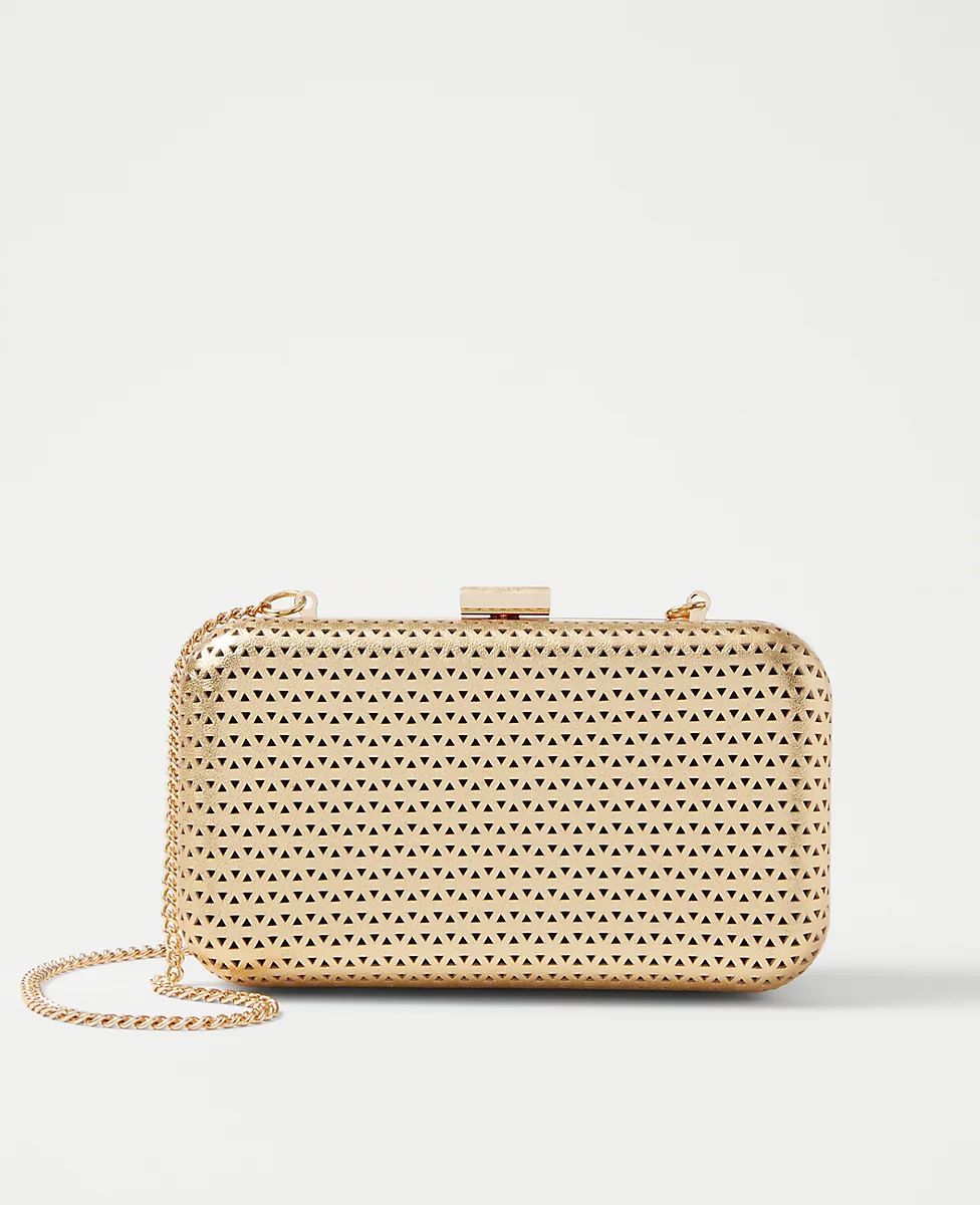 Metallic Perforated Leather Clutch | Ann Taylor (US)