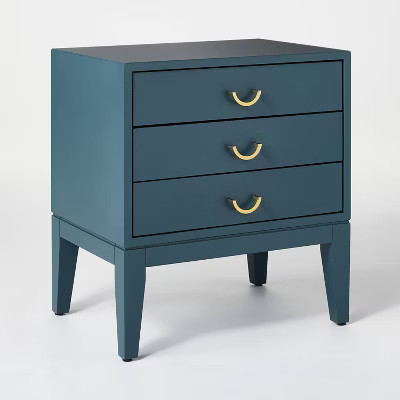 Quail Hill 3 Drawer Nightstand Mount Blue - Threshold™ designed with Studio McGee: Mahogany Fra... | Target
