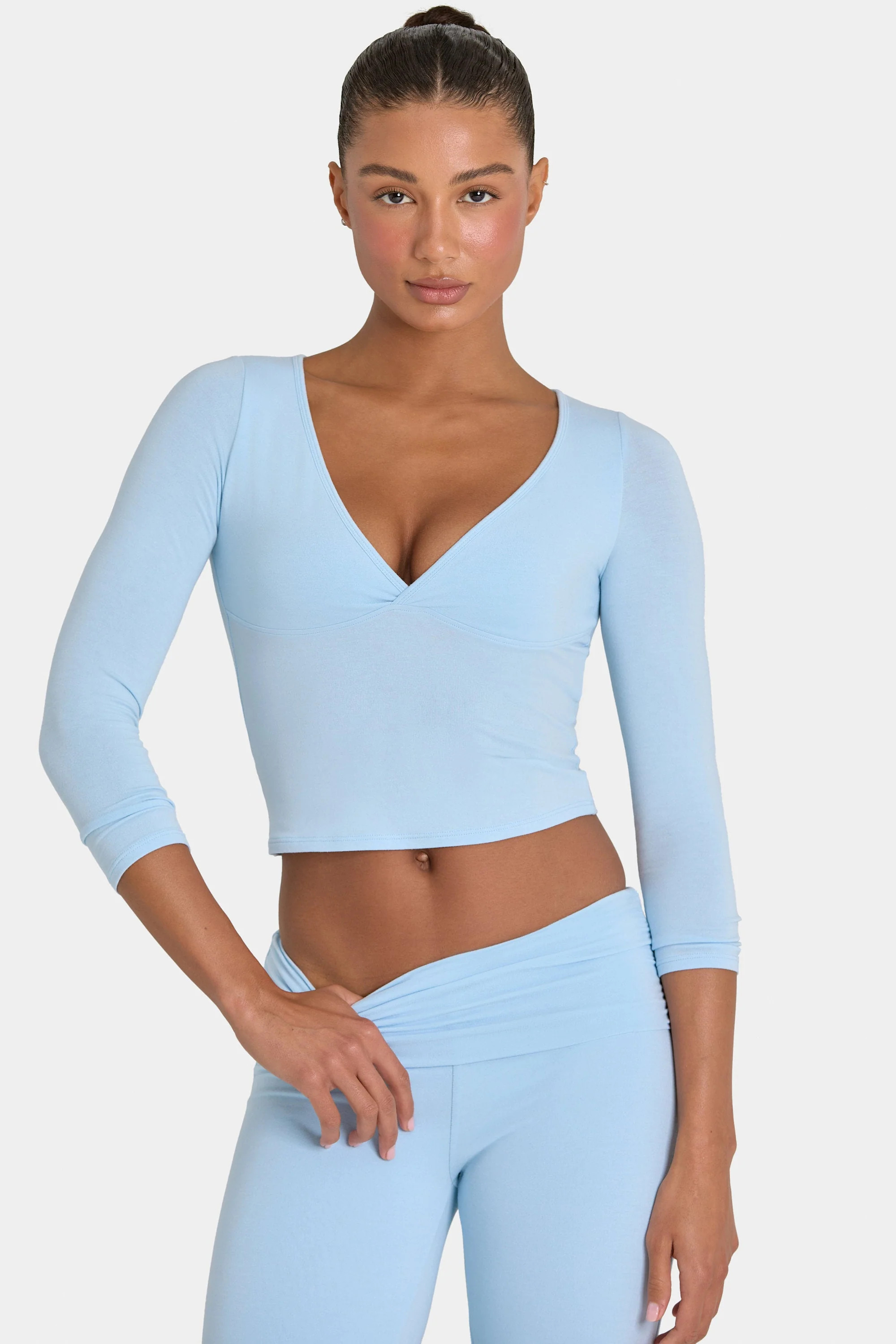 ButterCloud\u2122 3/4 Sleeve Top in Sky | Bo+Tee