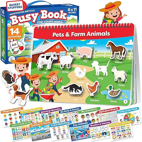 Montessori Preschool Busy Book for Toddlers Ages 3 and Up - Preassembled - Preschool Learning Act... | Amazon (US)