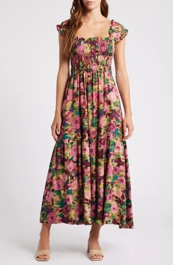 Floral Print Smocked Tiered Maxi Dress | Nordstrom