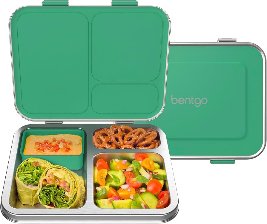 Bentgo Kids Stainless Steel Leak-Resistant Lunch Box - 3-Compartments with Bonus Silicone Contain... | Amazon (US)