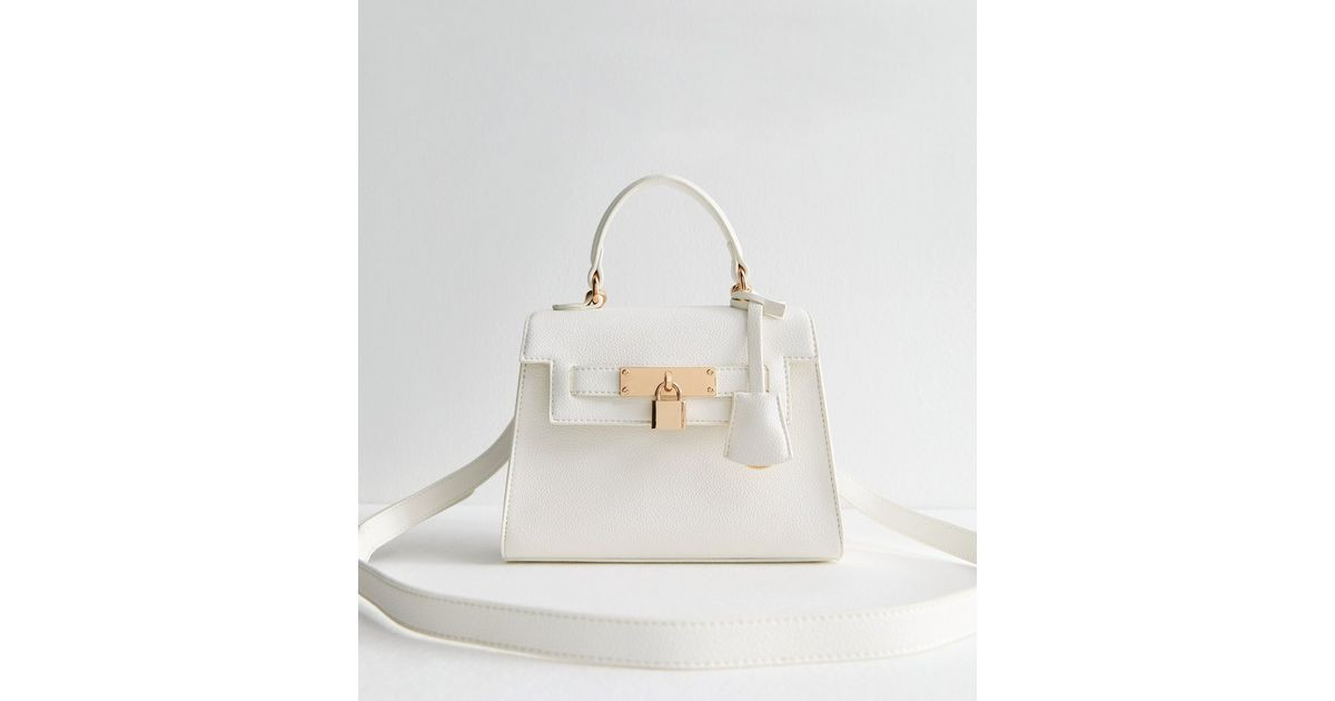 Cream Faux Leather Top Handle Crossbody Bag | New Look | New Look (UK)