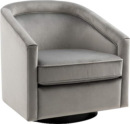 Wovenbyrd Classic Mid-Century 360-degree Swivel Barrel Accent Chair, Gray Velvet | Amazon (US)