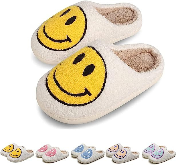 KEYUSHOP Happy Smile Face Slippers for Kids House Slippers Soft Plush Warm Preppy Slipper Anti-Sl... | Amazon (US)