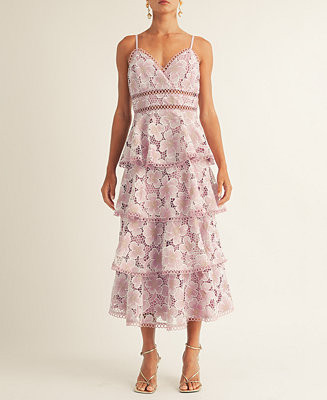 AROSE STUDIO, INC Women's Eartha Tiered Lace Midi Dress - Macy's | Macy's