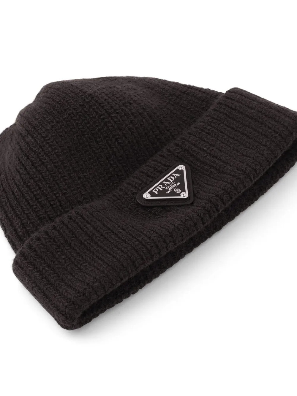 Prada triangle-logo wool-cashmere Beanie | Black | FARFETCH UK | Farfetch Global