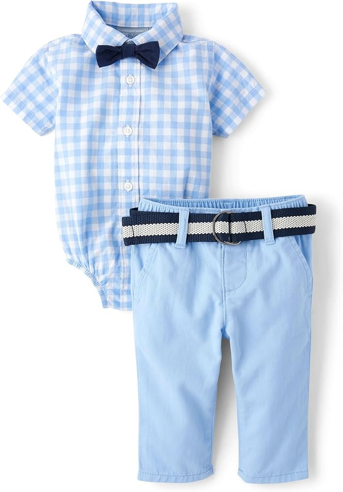 The Children's Place baby-boys And Newborn Short Sleeve Button Down Shirt and Shorts 2 Piece Outf... | Amazon (US)