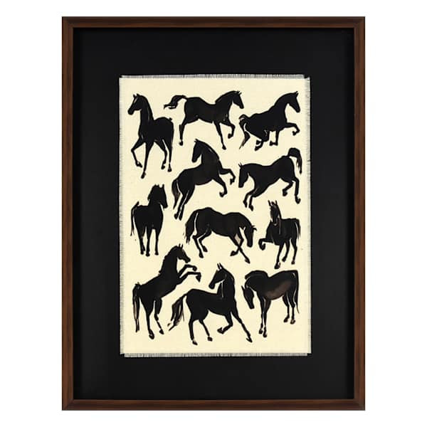 Glass Framed Multi Horse Printed Wall Art, 19x25 | At Home