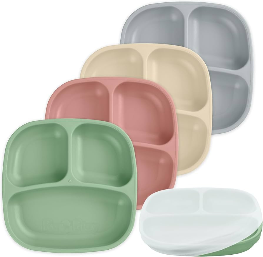 Re-Play Toddler Plates with Dividers & Silicone Lid - Deep-Walled 3 Compartments Divided Plates f... | Amazon (US)