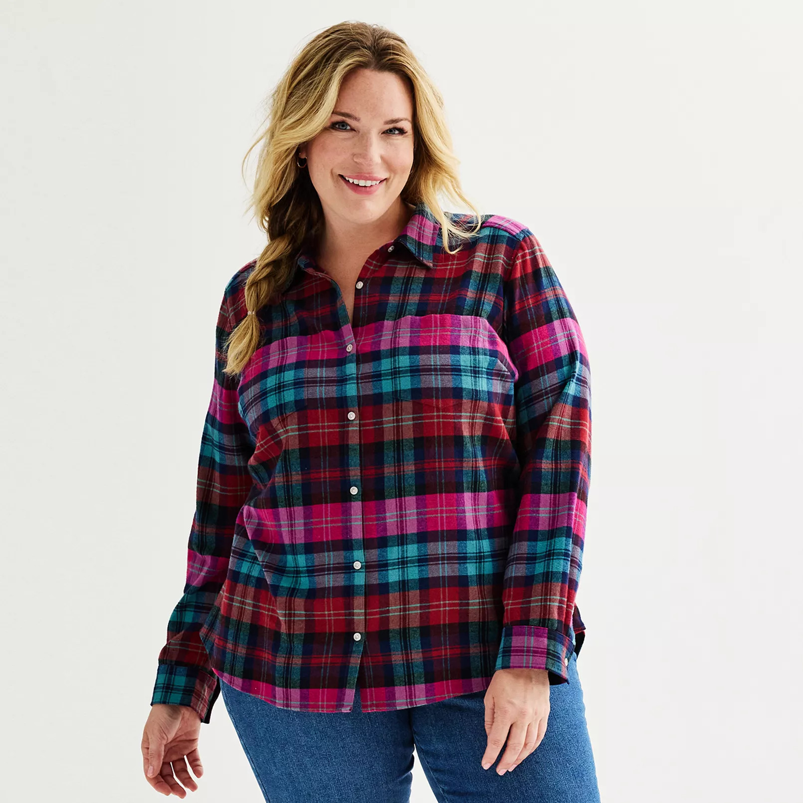 Plus Size Croft & Barrow® The Extra Soft Plaid Flannel Shirt | Kohl's