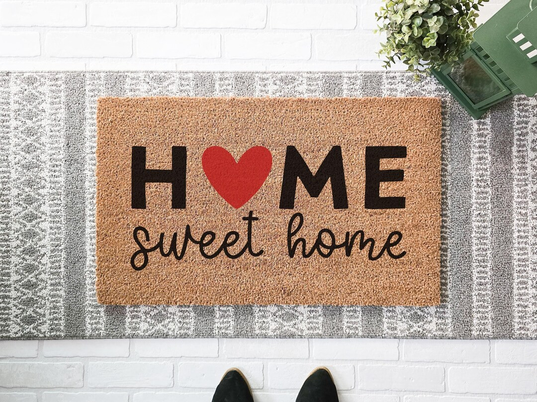 Home Sweet Home Doormat - Heart Welcome Mat for Front Door - Outdoor Coir Door Mat - Housewarming... | Etsy (US)