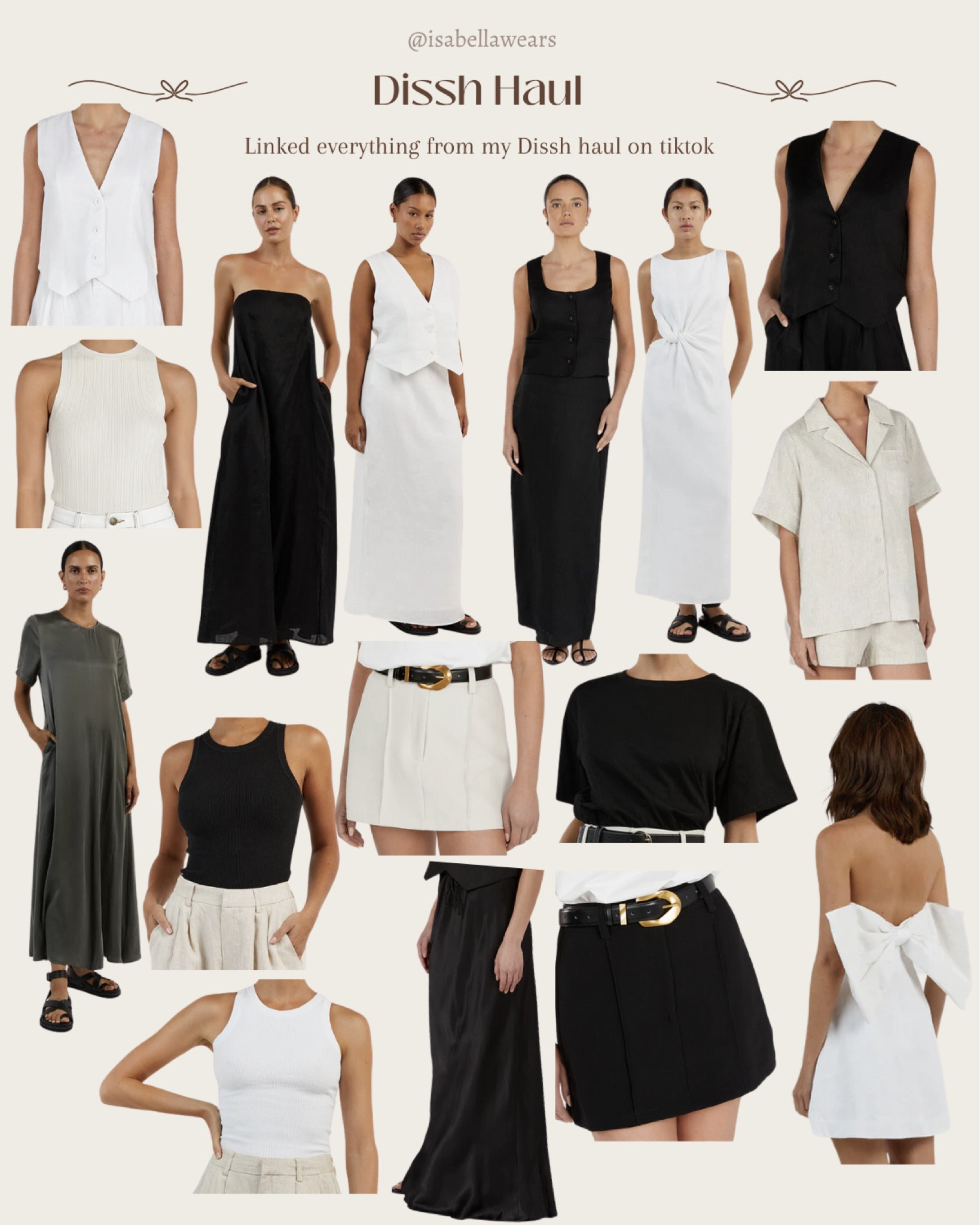 Everything from my Dissh haul on tiktok! 
Everything is size 8 except the Rowan skorts (they fit) and the vests (they didn’t fit me and I would size down to an 8). Any questions, just comment over on tiktok! 🥰

#LTKstyletip #LTKSpringSale #LTKaustralia