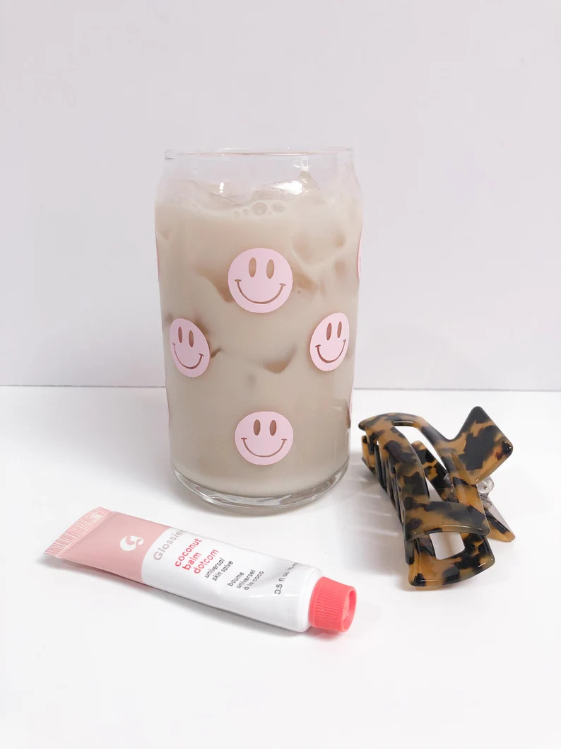 Smiley Face Beer Coffee Glass Cup Beer Class Smiley Face | Etsy | Etsy (US)