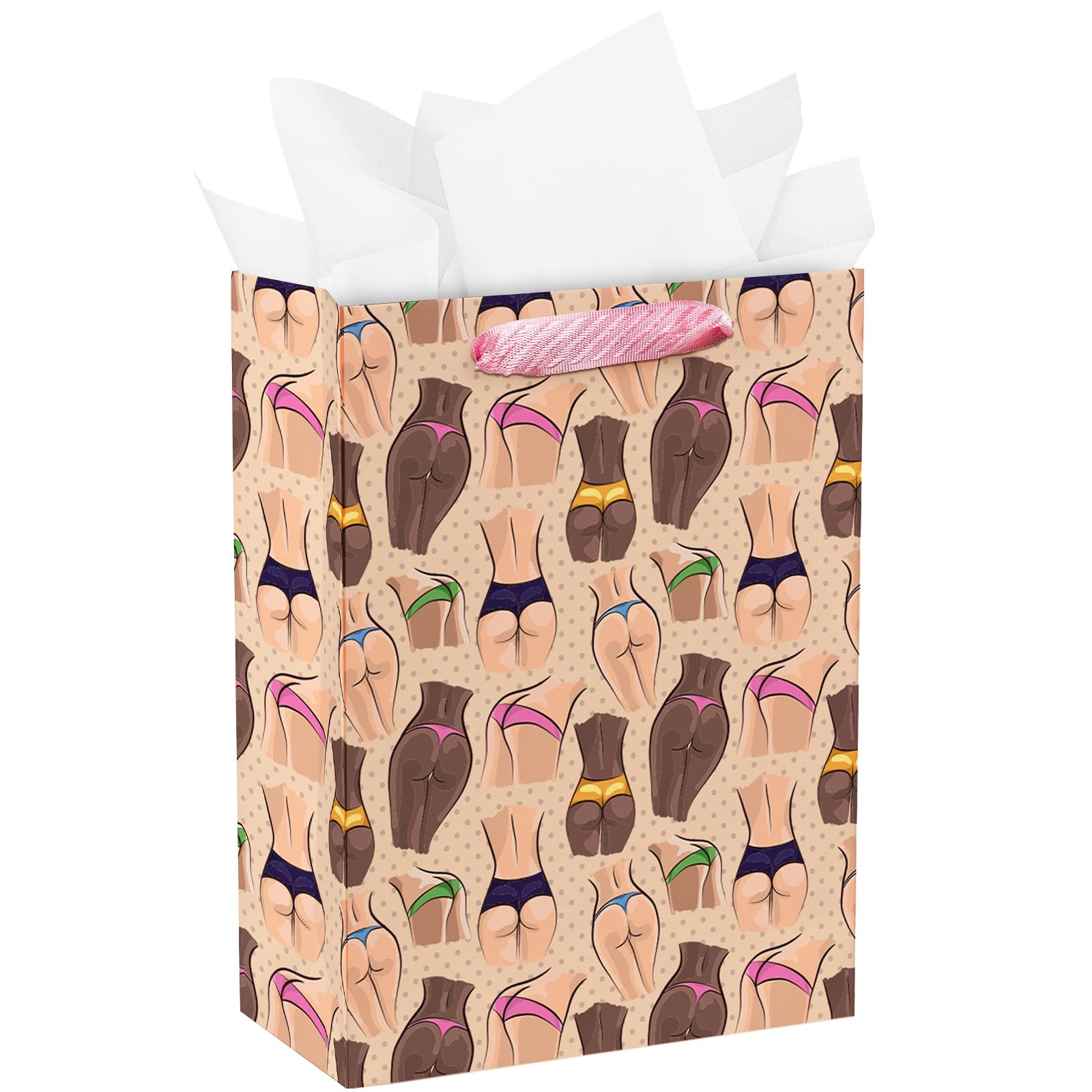 WRAPAHOLIC 13" Large Boob Funny Valentine's Day Gift Bag with Tissue Paper - Boob Shape Breast Ca... | Amazon (US)