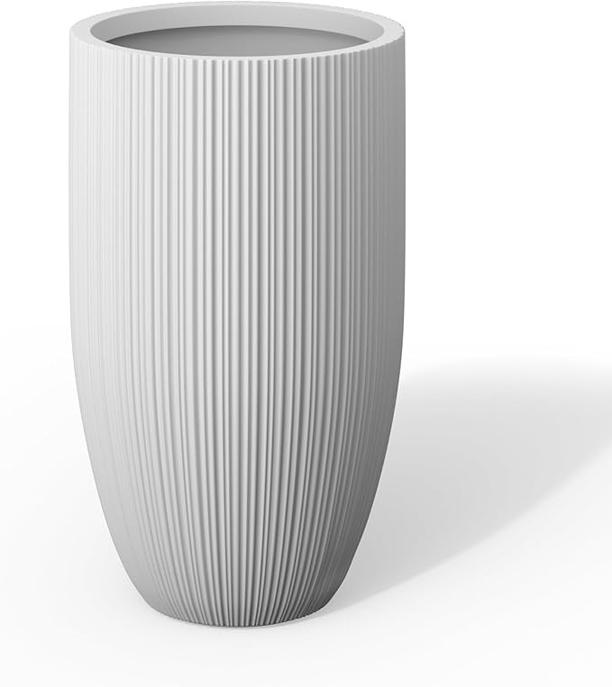 Kante 24 Inch Tall Round Concrete Planter, Large Plant Pots with Drainage Hole for Indoor Outdoor... | Amazon (US)