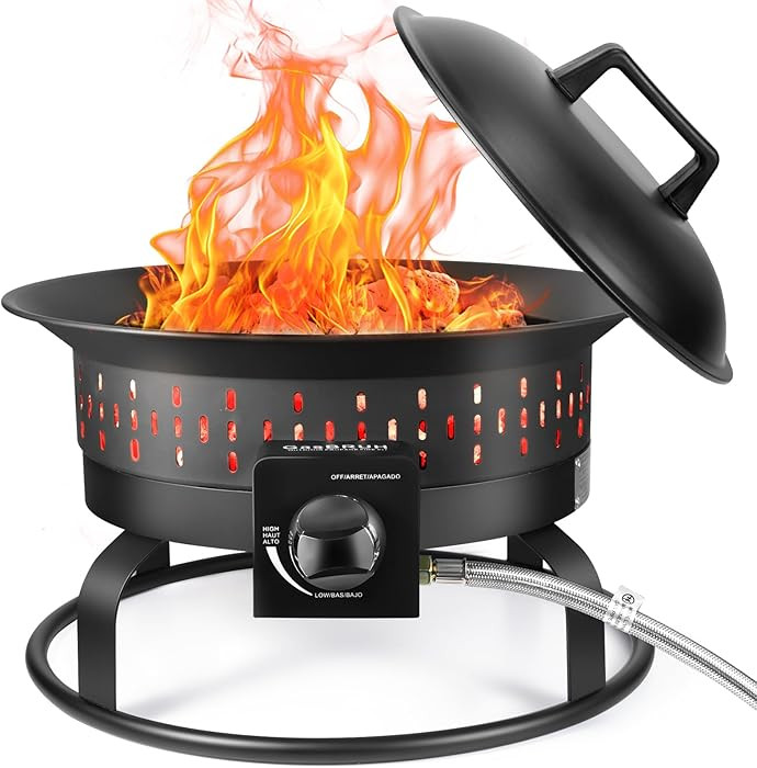 Amazon.com : GasBRUH Outdoor Portable Propane Fire Pit, 19-Inch,60,000 BTU with Cover&Carry Handl... | Amazon (US)