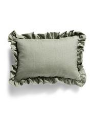 Made In Usa Indoor Outdoor Performance Fabric Ruffle Lumbar Pillow | TJ Maxx