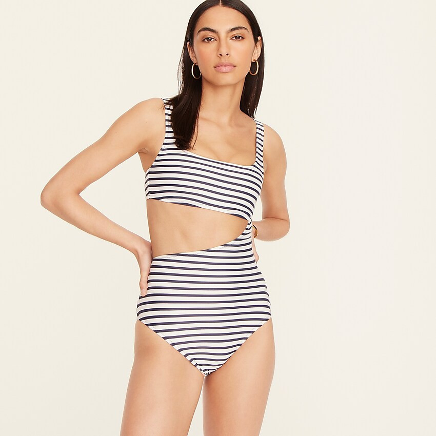 Cutout one-piece in stripe | J. Crew US