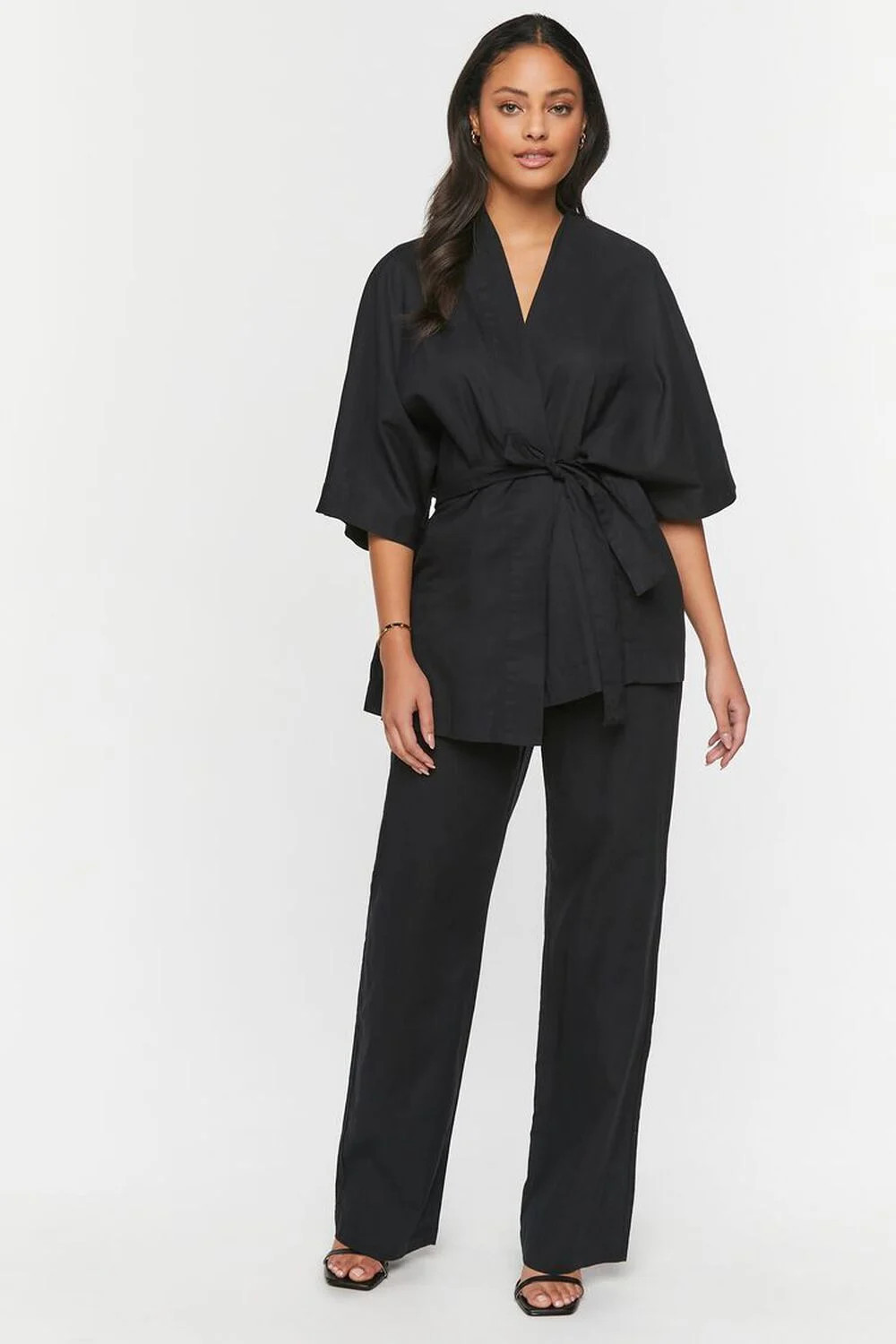 Linen Belted Kimono & Pants Set | Forever 21 (US)