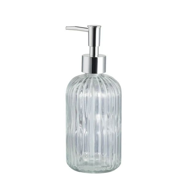 My Texas House Lancaster 12 oz. Ribbed Glass Soap Pump, Clear/Silver - Walmart.com | Walmart (US)