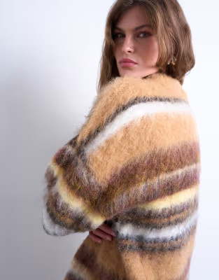 Topshop knitted oversized stripe jumper in neutral | ASOS (Global)