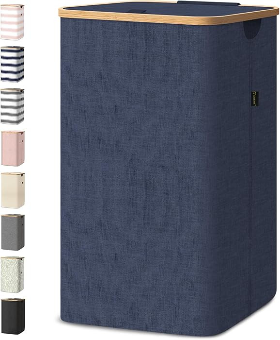 BALEINE Laundry Hamper with Lid, Tall Laundry Baskets with Bamboo Pull Handles, Large Laundry Bin... | Amazon (US)