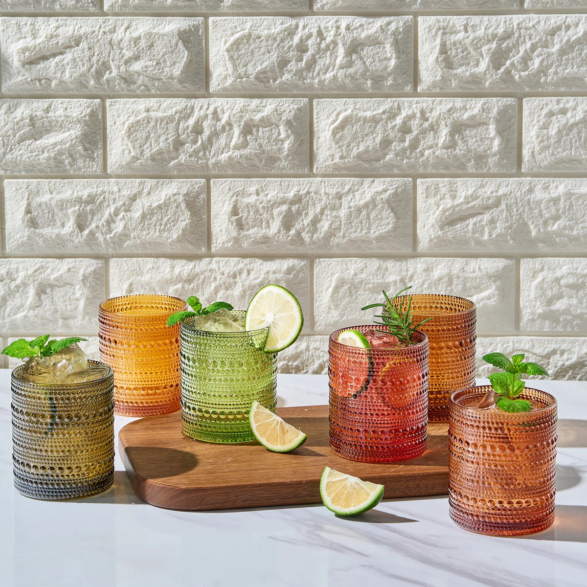 Fortuna Hobnail Lowball Glassware, Set of 6 | Plow & Hearth