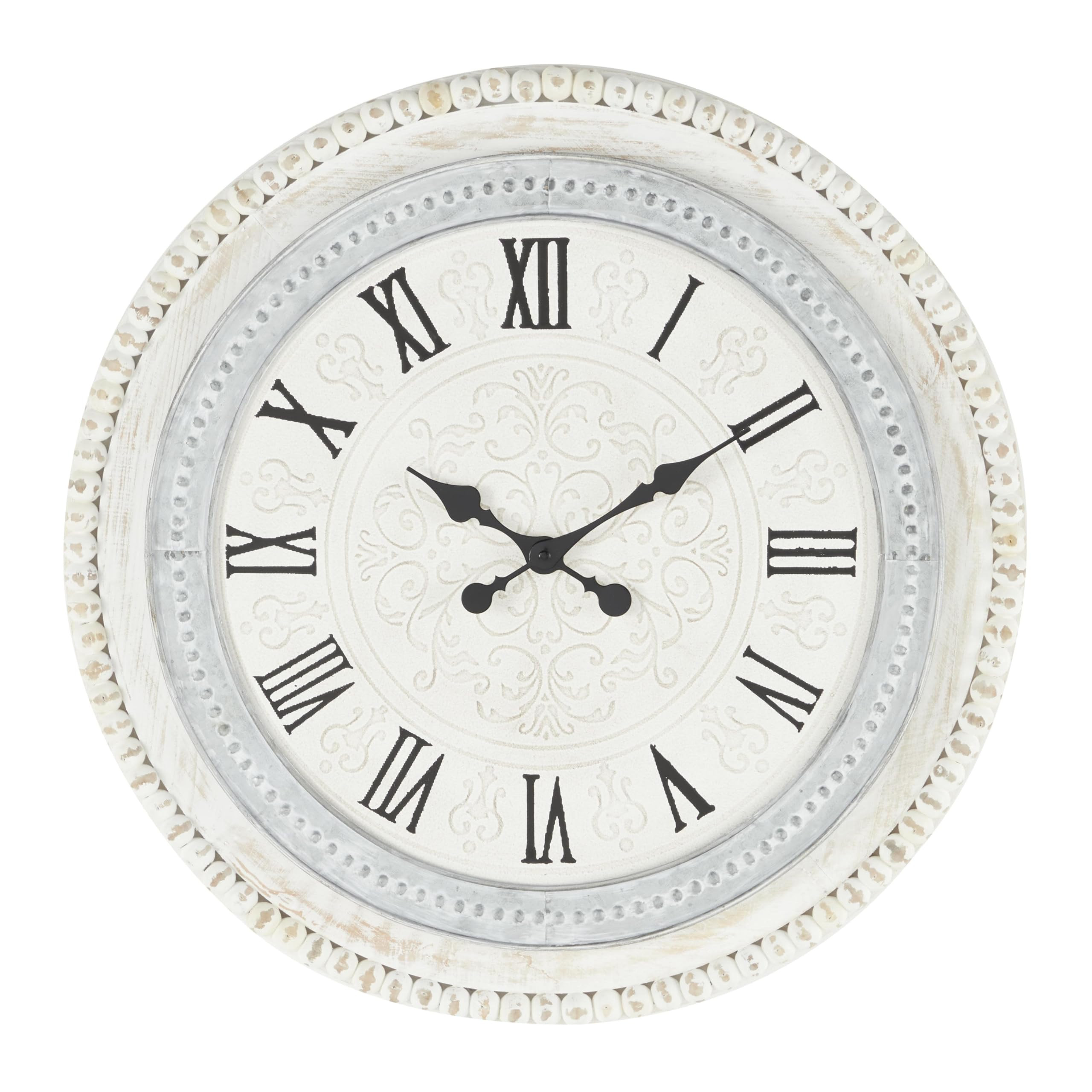 Deco 79 Wood Carved Beading Wall Clock, 22" x 1" x 22", White | Amazon (US)