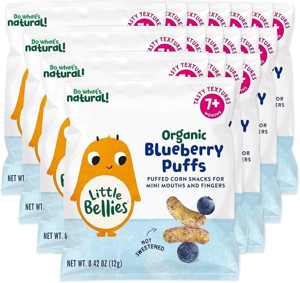 Little Bellies Organic Blueberry Puffs Baby Snack (Pack of 18 x 0.42 oz Individual Packs) | Amazon (US)