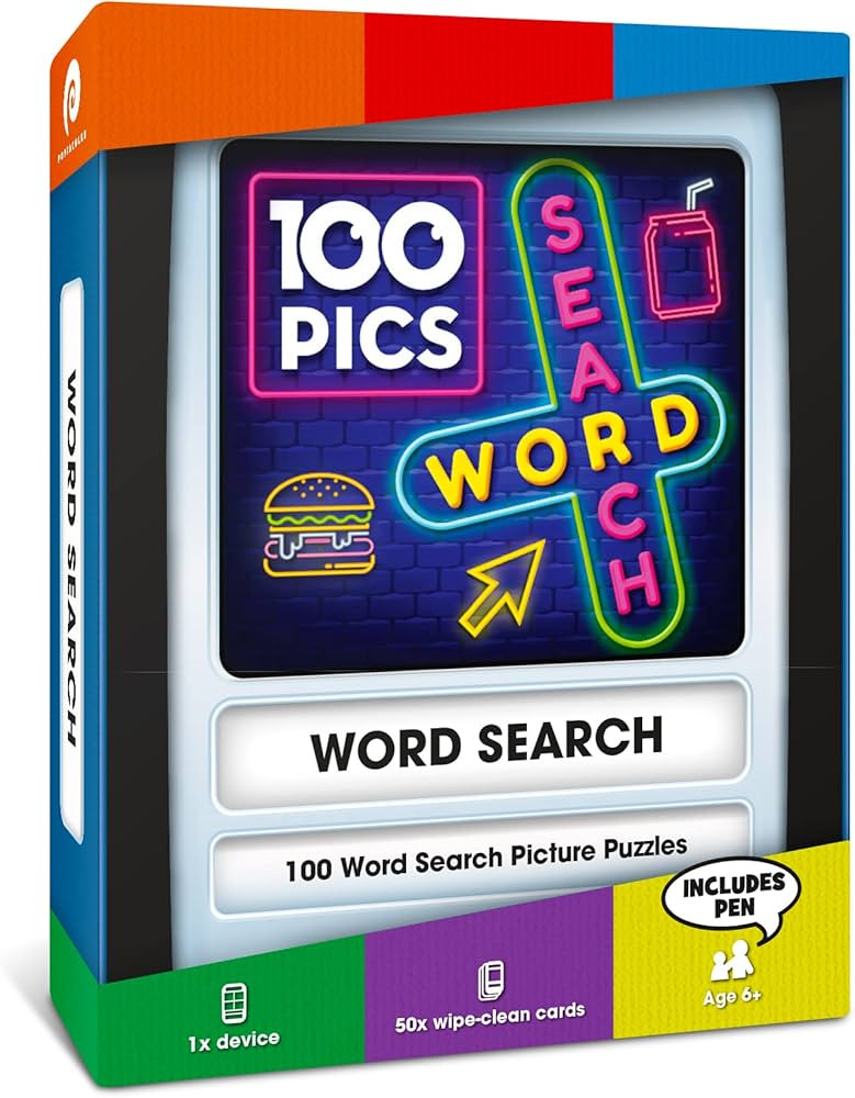 100 PICS Word Search Travel Game - 100 Puzzles with picture clues | 50 wipe clean cards with slid... | Amazon (US)