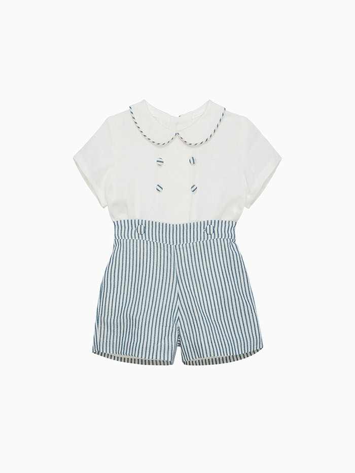 Blue Stripe Fantino Baby Boy Set | La Coqueta