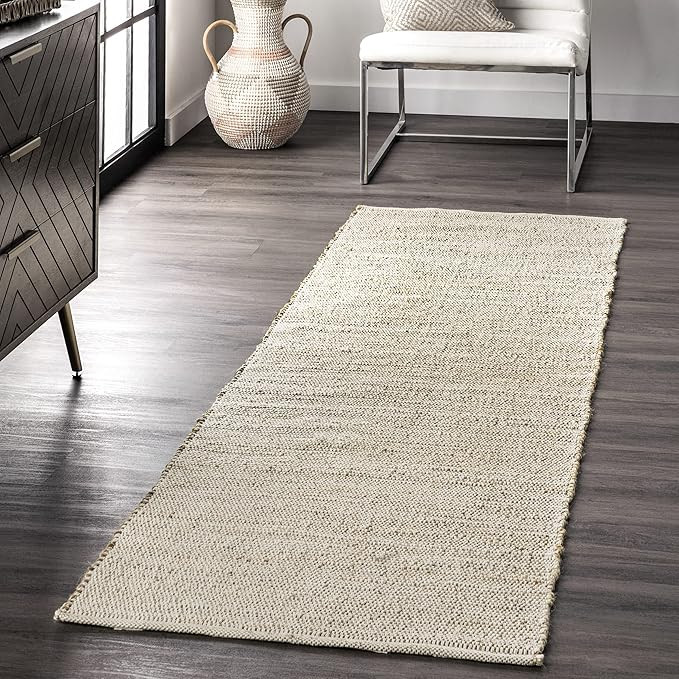 nuLOOM Elfriede Farmhouse Jute Blend Area Rug - 2x10 Jute Runner Rug Global Inspired Natural/Ivor... | Amazon (US)