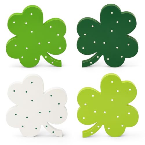 AKEROCK St Patricks Day Decor, Wooden Shamrock Decor for Table, Tiered Tray, Office Desk, Mantle Saint Patricks Day Decorations for the Home, 4 PCS Shamrock Decorations | Amazon (US)