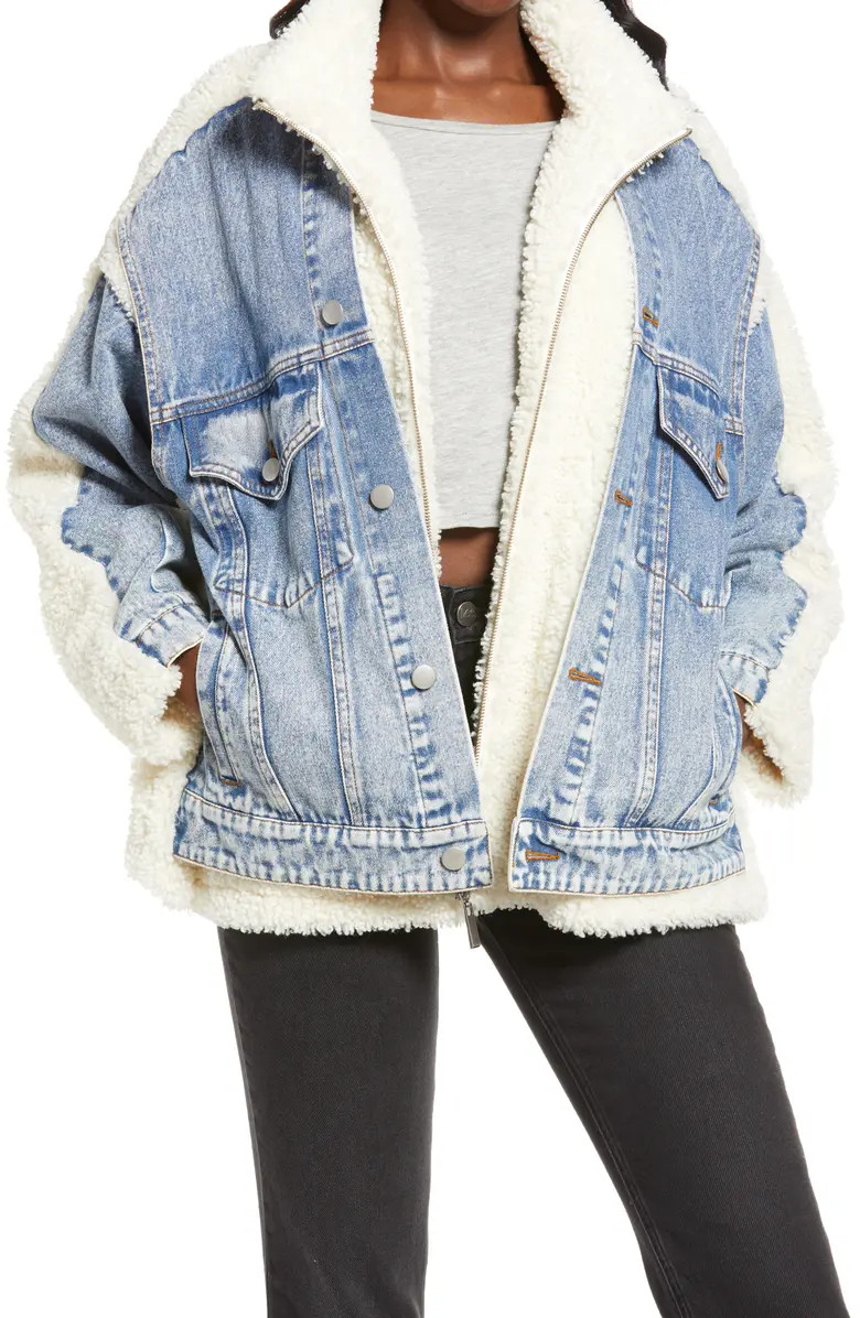BLANKNYC Faux Shearling & Denim Trucker Jacket | Nordstrom | Nordstrom