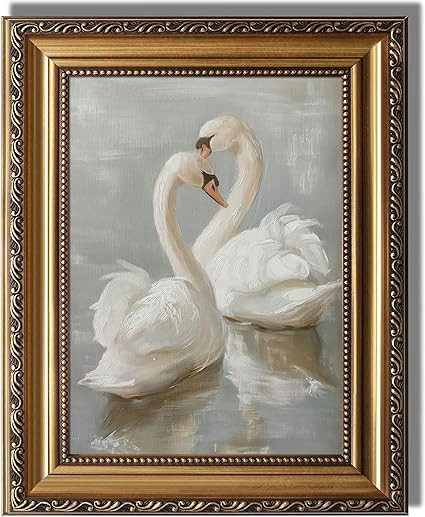 KBKBART Vintage Framed Wall Art for Living Room, Farmhouse White Swan Vintage Painting Canvas Wal... | Amazon (US)