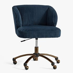 Chamois Midnight Wingback Swivel Desk Chair | Pottery Barn Teen
