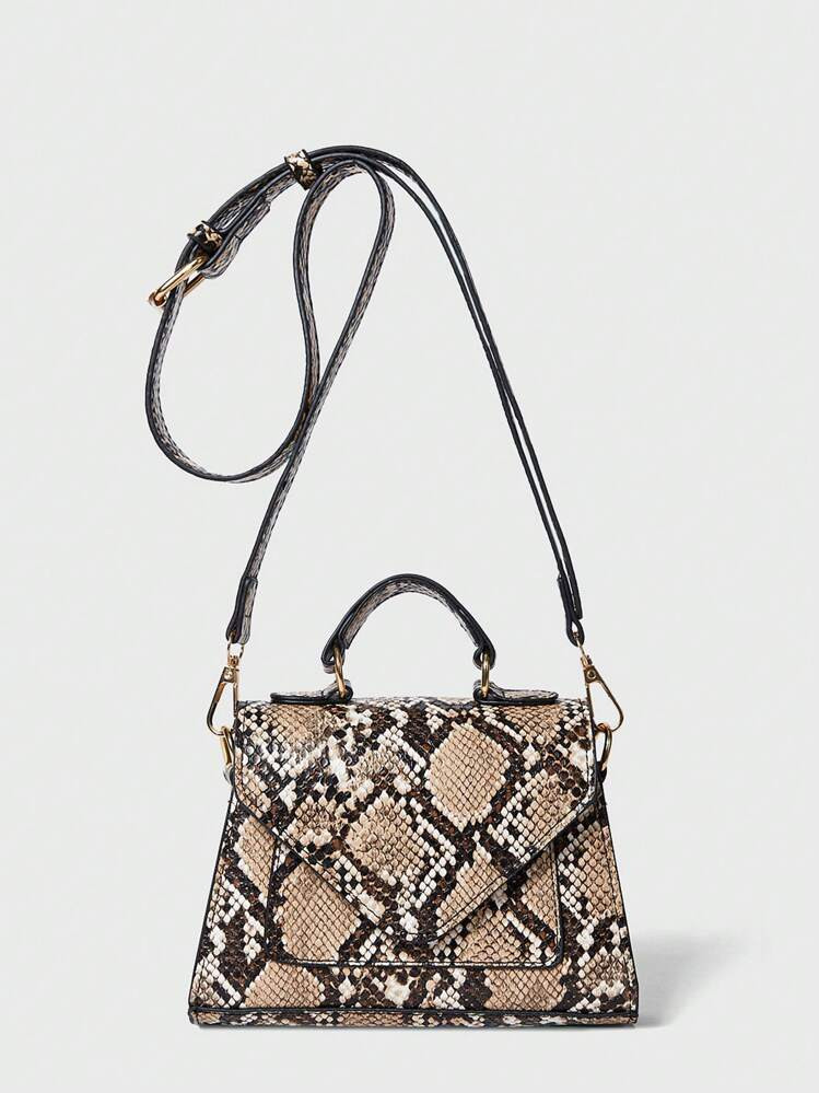 Mini Snakeskin Print Satchel Bag | SHEIN