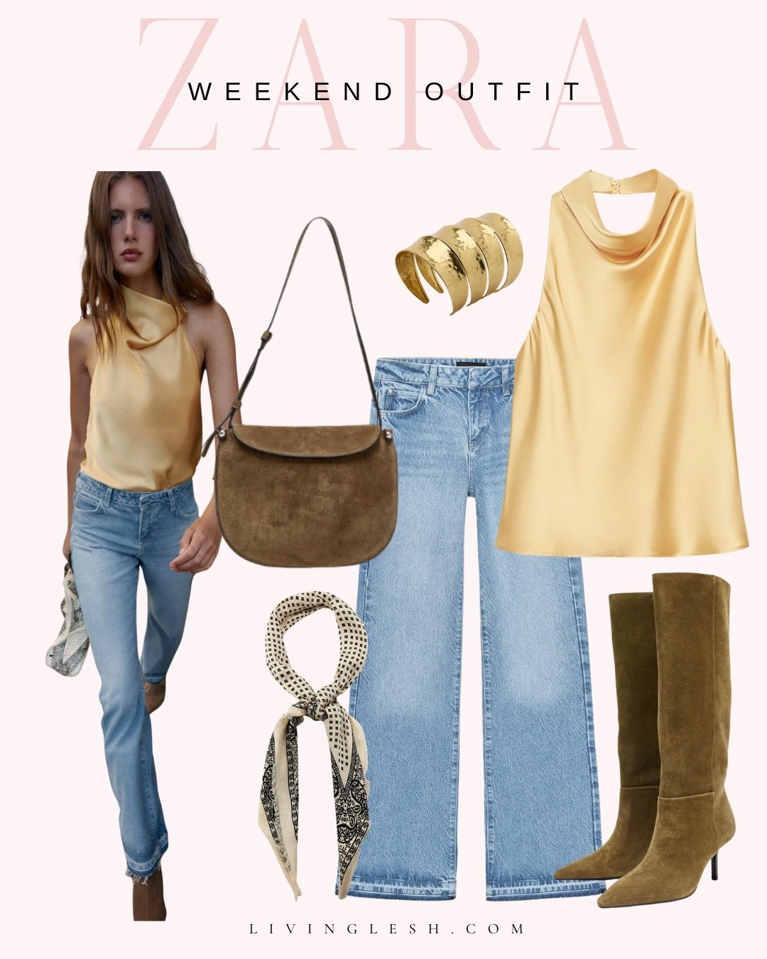 Zara | Zara style | Zara outfit | Blouse | Halter top | Jeans | Zara denim | Boots | Heeled boots | Weekend outfit | Purse | Purse bandana | wide leg jeans | casual style | Affordable fashionn

#LTKFindsUnder100 #LTKootd #LTKFindsUnder50