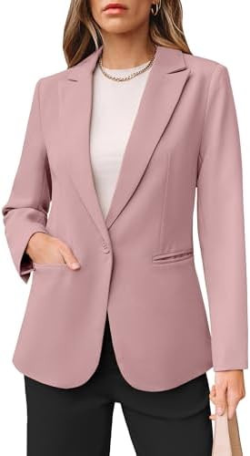 luvamia Dressy Blazers for Women Button Long Sleeve Lapel Business Casual Outfits Office Work Sui... | Amazon (US)