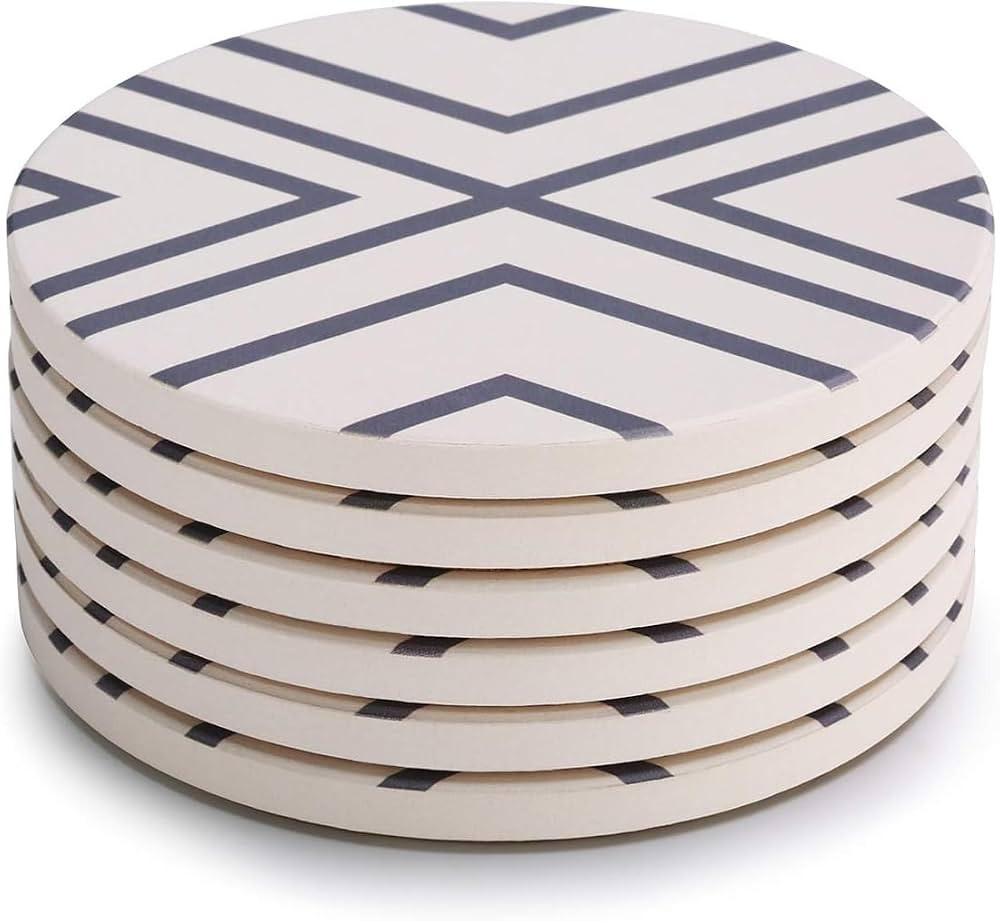 LIFVER Coasters for Drinks, Absorbent Coaster Set of 6 with Cork Base, Farmhouse Living Room Deco... | Amazon (US)